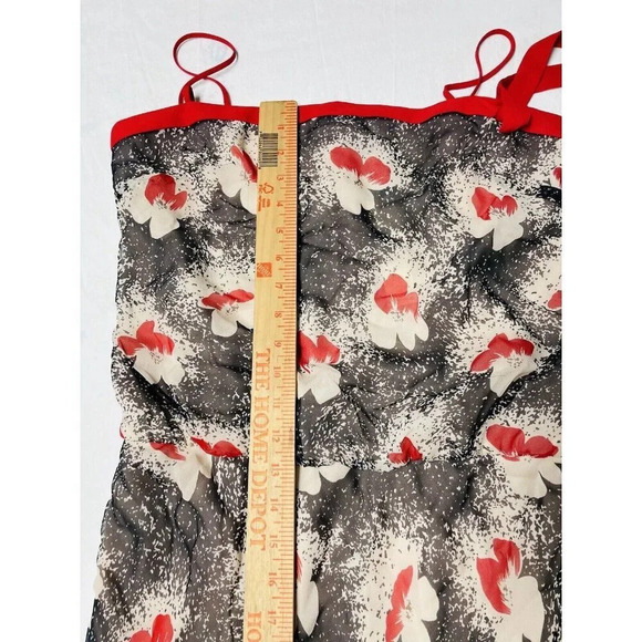 Vtg Laundry Silk Dress 8 Floral Chiffon Bow Whimsigoth Boho 90s Style Deadstock - Picture 13 of 14